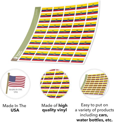 Desert Cactus Ecuador Country Flag Sticker Decal 1 Inch Rectangle Sheets 50 Total Pieces Kids Logo Scrapbook Car Vinyl Window Bumper Laptop Ecuadorian R in Saudi Arabia