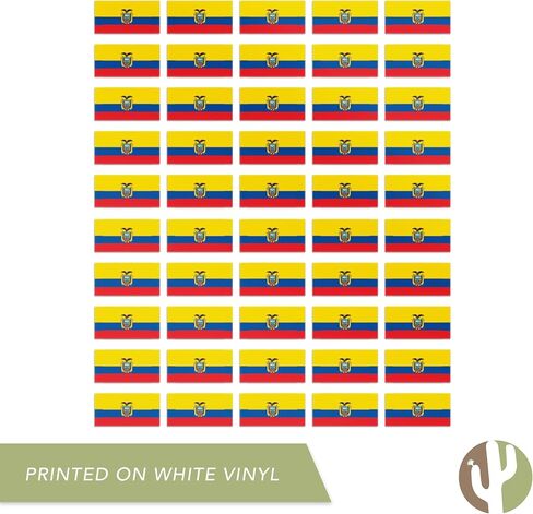 Desert Cactus Ecuador Country Flag Sticker Decal 1 Inch Rectangle Sheets 50 Total Pieces Kids Logo Scrapbook Car Vinyl Window Bumper Laptop Ecuadorian R in Saudi Arabia