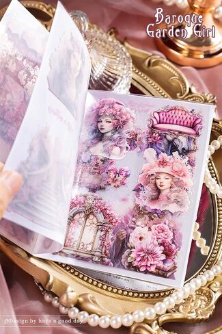 Alideco Vintage Scrapbook Stickers Set Baroque Garden Girl Pre-Cut Sticker for Adults Sticker journaling Stickers for Scrapbooking Tweezer 20Sheets (fenselianqu) in Saudi Arabia