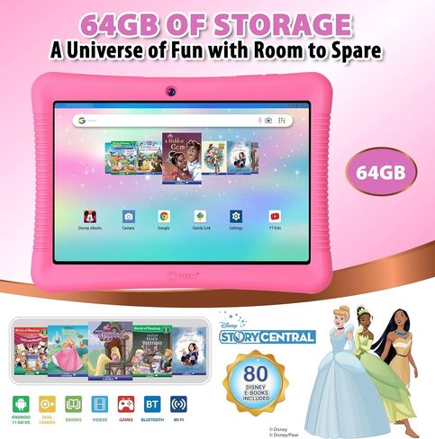 Contixo K102 10" Android Tablet and KW1 Kids Smartwatch - 32GB, Includes 80+ Disney Storybooks, Educational Watch with Games, Camera, Music Player, Alarm, Customizable Wallpaper, Pink in Saudi Arabia