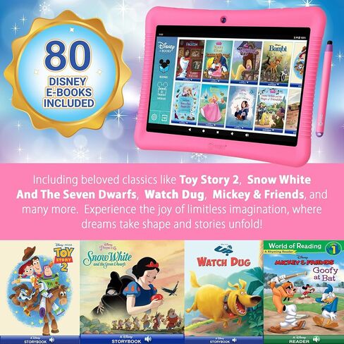 Contixo K102 10" Android Tablet and KW1 Kids Smartwatch - 32GB, Includes 80+ Disney Storybooks, Educational Watch with Games, Camera, Music Player, Alarm, Customizable Wallpaper, Pink in Saudi Arabia