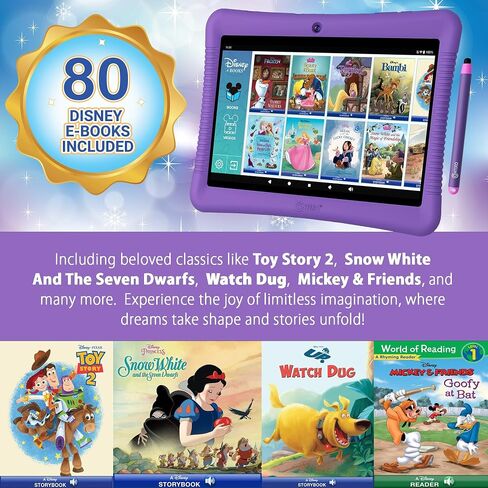 Contixo K102 10" Android Tablet and KW1 Kids Smartwatch - 32GB, Includes 80+ Disney Storybooks, Educational Watch with Games, Camera, Music Player, Alarm, Customizable Wallpaper, Pink in Saudi Arabia