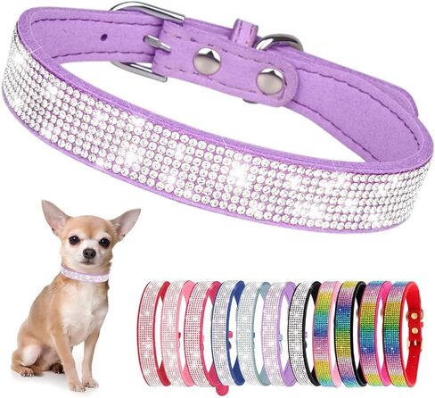 Small Dog Collar, Bling Rhinestone Diamond Fancy Crystal Glitter Pretty Jewel Pet Puppy Collars for XXS XS Small Medium Large Breed Girl Female Dogs Cats, Pink S in Kuwait