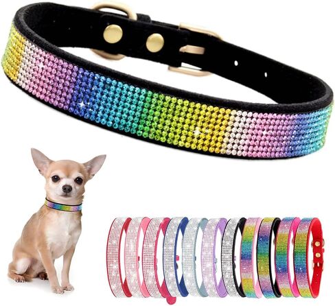 Small Dog Collar, Bling Rhinestone Diamond Fancy Crystal Glitter Pretty Jewel Pet Puppy Collars for XXS XS Small Medium Large Breed Girl Female Dogs Cats, Pink S in Kuwait
