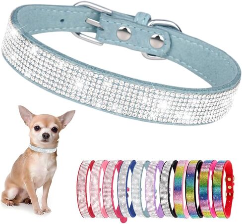 Small Dog Collar, Bling Rhinestone Diamond Fancy Crystal Glitter Pretty Jewel Pet Puppy Collars for XXS XS Small Medium Large Breed Girl Female Dogs Cats, Pink S in Kuwait