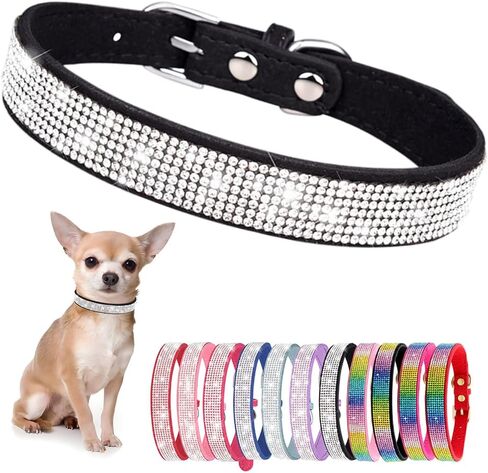 Small Dog Collar, Bling Rhinestone Diamond Fancy Crystal Glitter Pretty Jewel Pet Puppy Collars for XXS XS Small Medium Large Breed Girl Female Dogs Cats, Pink S in Kuwait