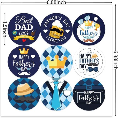 Happy Father's Day Stickers, 180pcs Vinyl Inspirational Fathers Day Stickers Bulk, Father's Day Labels Stickers Decals for Water Bottles, Scrapbooking, Computers, Planner, Envelopes Seal in Saudi Arabia