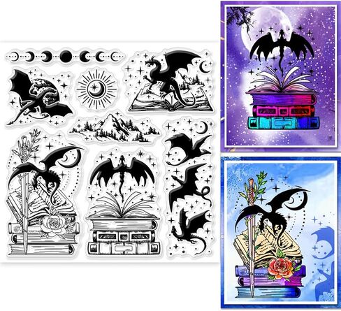 Globleland Magic Witchcrafts Clear Stamps for DIY Scrapbooking Witch Book Hat Silicone Stamp Seals 15x15cm بطاقات شفافة صنع ألبوم الصور مجلة ديكور المنزل ، DIY-WH0372-0013-US19 in Saudi Arabia