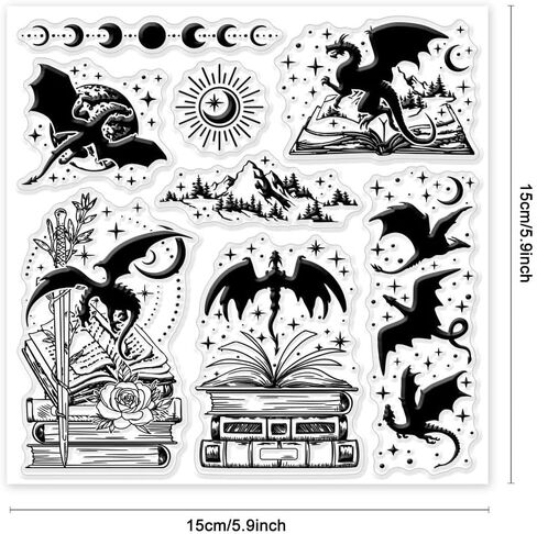 Globleland Magic Witchcrafts Clear Stamps for DIY Scrapbooking Witch Book Hat Silicone Stamp Seals 15x15cm بطاقات شفافة صنع ألبوم الصور مجلة ديكور المنزل ، DIY-WH0372-0013-US19 in Saudi Arabia
