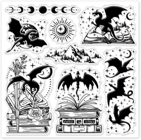 Globleland Magic Witchcrafts Clear Stamps for DIY Scrapbooking Witch Book Hat Silicone Stamp Seals 15x15cm بطاقات شفافة صنع ألبوم الصور مجلة ديكور المنزل ، DIY-WH0372-0013-US19 in Saudi Arabia