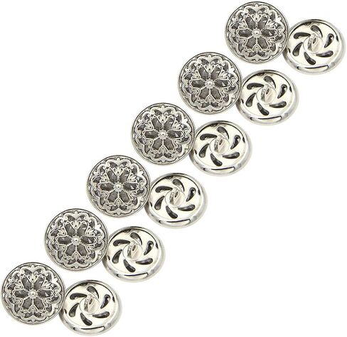 RECHERE 12 PCS Flower Pattern Openwork Metal Shank Buttons Craft for DIYS Sewing Embellishment (Gun Black,25mm) in Kuwait