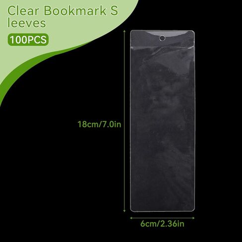 Klmnop 100 Pcs Clear Bookmark Sleeves, 7 x 2.36 Inch Plastic Blank Bookmark Holder, Vinyl Bookmark Holder Display for Reading Wedding Party Favor Decoration(Clear) in Saudi Arabia