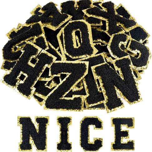 ASTARON 52 PCS تصحيحات رسائل لاصقة ذاتية ، ملصقات Chenille Letters ، A-Z Pottored Patches Alphabet Cloth Patch للملابس ، الأكياس ، القبعة ، علبة الهاتف ، إكسسوارات DIY (أسود) in Kuwait