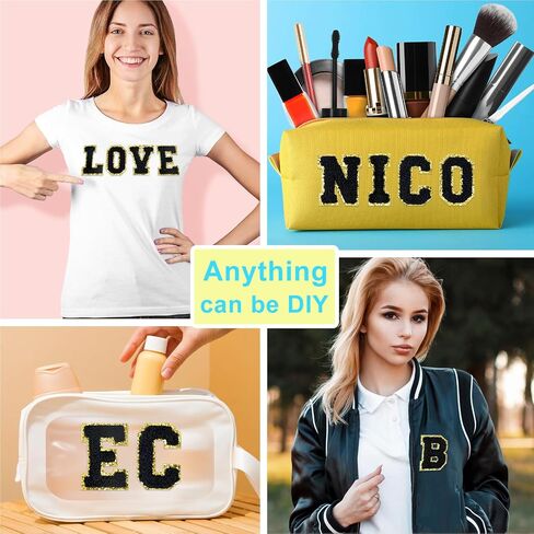 ASTARON 52 PCS تصحيحات رسائل لاصقة ذاتية ، ملصقات Chenille Letters ، A-Z Pottored Patches Alphabet Cloth Patch للملابس ، الأكياس ، القبعة ، علبة الهاتف ، إكسسوارات DIY (أسود) in Kuwait