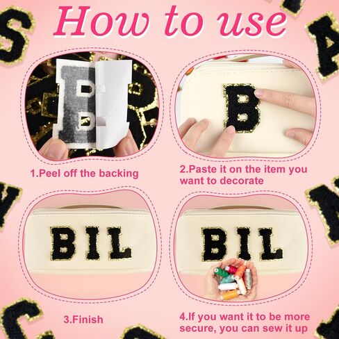 ASTARON 52 PCS تصحيحات رسائل لاصقة ذاتية ، ملصقات Chenille Letters ، A-Z Pottored Patches Alphabet Cloth Patch للملابس ، الأكياس ، القبعة ، علبة الهاتف ، إكسسوارات DIY (أسود) in Kuwait