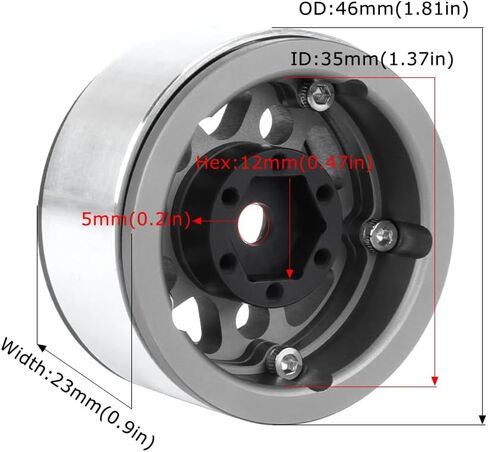 Aluminium Alloy 1.55 Beadlock Wheels Rims Replacement Parts for 1/10 1/18 RC Crawler Car 1.55 inch Tires (5 Spoke, Blue) in Saudi Arabia