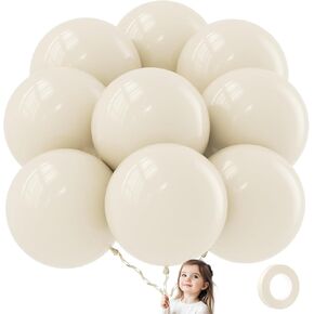 36 Inch White Sand Balloons - 9Pcs Giant White Sand Balloons Jumbo Large Thick Big Cream Latex Balloons for Birthday Baby Shower Wedding Anniversary Gender Reveal Photo Shoot Party Decorations