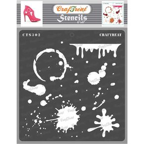 CrafTreat Reusable Stain and Splatter Stencils for Painting on Wood, Canvas, Paper, Fabric, Floor, Wall and Tile - Stains and Splatters - 6x6 Inches - DIY Art and Craft Stencils - Splatter Stencil
