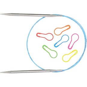 addi Skacel 16" (40cm) Rocket Knitting Needles with All Things Knitting Brand Stitch Markers (US 2/3.00mm)