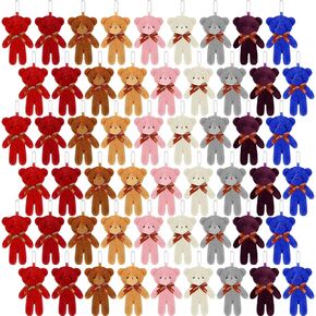 Chengu 54 قطع Mini Bear Bear Bulk Toy 4.7 بوصة Mini Plush ناعمة صغيرة الدب الدمية دمية محشوة بالحيوانات الهدية للمراهقين الفتيات البالغين DIY مفاتي