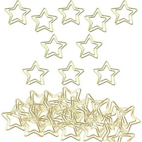 Heyous 50pcs Star Star Porkmark Holder Clist Porkmark Holder Gold Pentagram Creative Paperclip مناسبة للمكتب والمدرسة والمنزل الإشارة المرجعية