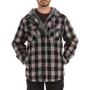 Smith's Workwear Men's Sherpa-Lined Hooded Flannel Shirt Jacket in Kuwait