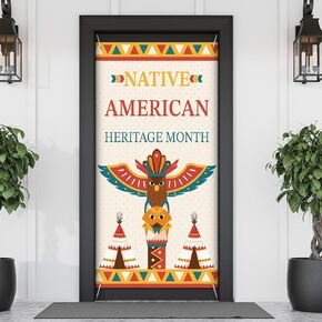 Shellwei 36'' x 72'' Native American Heritage Month Door Cover Indigenous Pride Banner Outdoor Yard Sign Native American Classroom Decorations Native American Heritage Month Day Decorations for Home