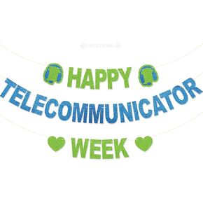 Happy Elecommunicator Week Banner Glitter Telecommunicator Week Gifts Dispatcher Week Decor