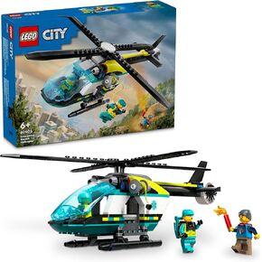 LEGO City Rescue Helicopter Construction Kit with Pilot, Hiker and Rescuer Minifigures, plus Toy Helicopter with Winch and Swivel Rotors, Nice Gift for Boys and Girls from 6 Years 60405