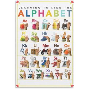 CYPGTBCK American Language Language Alphabet Poster Kids ASL Classroom Canvas Art Poster and Wall Art Picture Print Modern Bedroom Decords 16x24inch (40x60cm)