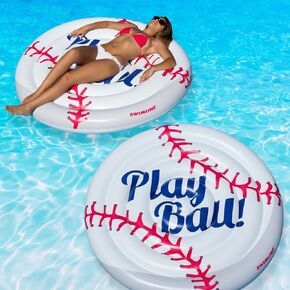 Swimline Baseball Extra Large Island Swimming Pool Float, 2-Pack