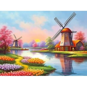 DIYMOOD DIY 5D Diamond Painting Cully Bery By Number Beals ، Diamond Painting the Windmill Paint with Diamonds Wall Wall Room Decor