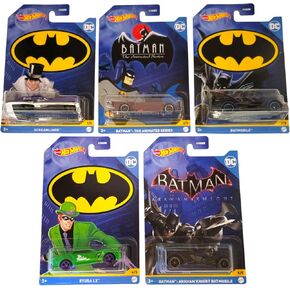 Hot Wheels Batman 2022 Batmobile مجموعة كاملة من 5 مركبات Diecast Mix 4 من HDG89-956D حزمة الإصدار