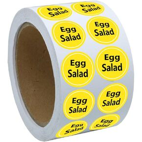 Egg Salad Stickers, 1 Inch Round Circle Salad Food Labels for Deli Pantry Catering Food Truck Grocery Store Meat Package Food Labeling (600 Pcs)