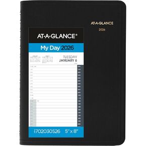 AT-A-GLANCE 2026 Planner ، DAILY ، 5 "× 8" ، صغير ، 24 ساعة ، أسود (702030526)