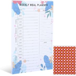 Weekly Meal Planner Notebook,60 Sheets Meal Planning Notebook Meal Planner and Grocery Lists Weekly Menu Board Family Planner Meal Prep Book Meal Planner for Fridge Notepad for Daily and Weekly Plan
