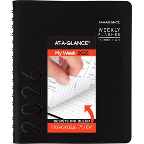 AT-A-GLANCE 2026 Planner, Weekly & Monthly, 7" x 8.75", Medium, Contemporary Lite, Black (70545X0526)