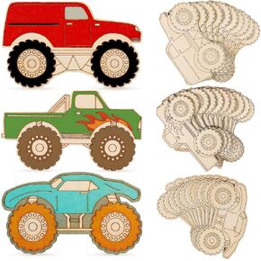 30 Pack Unfinished Cutouts Unpainted Wooden Truck Slices DIY Blank Truck Shape Door Hangers Decor