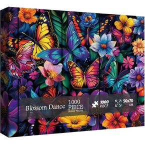 Flower Butterfly Puzzle for Adults 1000 Pieces, Colorful Nature Floral Jigsaw Puzzles, Spring Plant Garden Puzzles