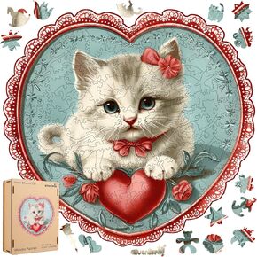 Wooden Puzzle for Adults - 3D Vision Effect White Dog Wooden Puzzle 200 Pcs Unique Shape Advanced Wooden Jigsaw Puzzle, Wood Puzzles, Challenge Wooden Jigsaw Puzzle(11.1 x 11.2 in)