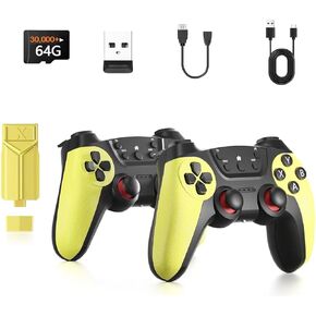 Retro Gaming Console,30000+ Wireless Retro Gaming Stick, ,Revisit Classic Retro Play Plug and Play Video Gaming Stick,HD HDMI TV Game Stick,Premium Competitive Dual Controllers Yellow
