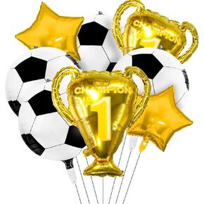 4D Sphere Soccer Balloons 8 Pcs 22 inch Champion Trophy Balloons for Soccer Party Decorations World Cup Decor Sports Football Ball Fans Birthday Party Decoration Supplie
