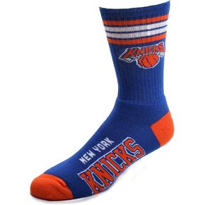 For Bare Feet NBA NEW YORK KNICKS 4 Stripe Deuce Crew Sock Team Color Large