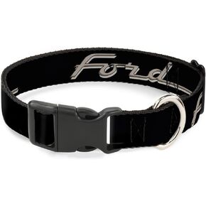 Ford Pet Collar, Dog Collar Plastic Buckle, Ford F100 Script Black Tan Gray, 11 to 16.5 Inches 1.0 Inch Wide