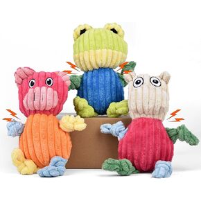 Durable Interactive Squeaky Dog Toys 3-Pack – Tough Chew Toys for Aggressive Chewers & Puppies, Long-Lasting Plush Toy Bundle for Large/Small Dogs – Noise-Making Pet Gifts to Keep Dogs Busy