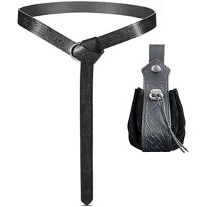 3 Pcs Halloween Renaissance Belt Pouch Coin Purse Phone Holder Skirt Hikes Medieval Viking Pirate Leather Belt Costume Sets (Coffee)