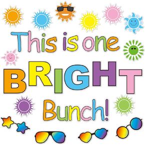 78 Pieces Sun Bulletin Board Cutouts Set Colorful Sunglasses and Sun Bulletin Accents Paper Cutouts Motivational Bulletin Board Decoration for School Classroom Playroom Party