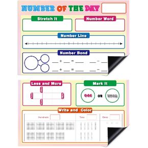 Giant Magnetic Number of The Day Chart Paper,Dry Erase Place Value Number Line for Classroom Whiteboard Accessories,Teacher Must Have Essential Homeschool Teaching Supplies,Math Manipulative 11" x 24"