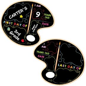 First Day of School Board - 11" X 13" Double Sided First Day of School Sign Reusable - Back to School Chalkboard for Kids Boys Girls