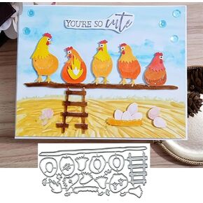 Merry Christmas Chicken on The Farm Greeting Card Metal Die Cuts,Sunflower Flower Leaf Cutting Dies Cut Stencils DIY Scrapbooking Decorative Embossing Paper Scrapbooking Card Making